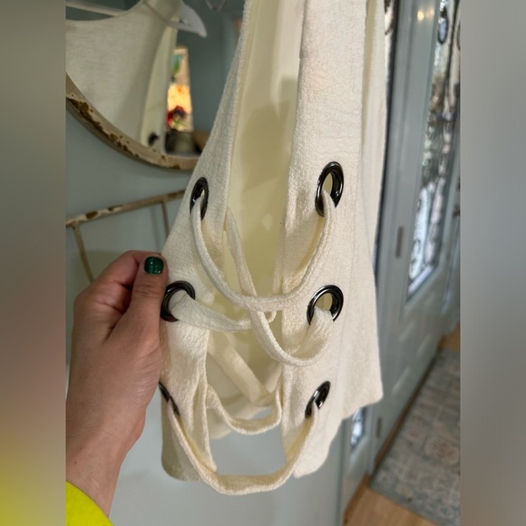 Silence & Noise, Cream, Lace Up Side Top, Sexy, Fun, Versatile, Medium - Picture 5 of 8